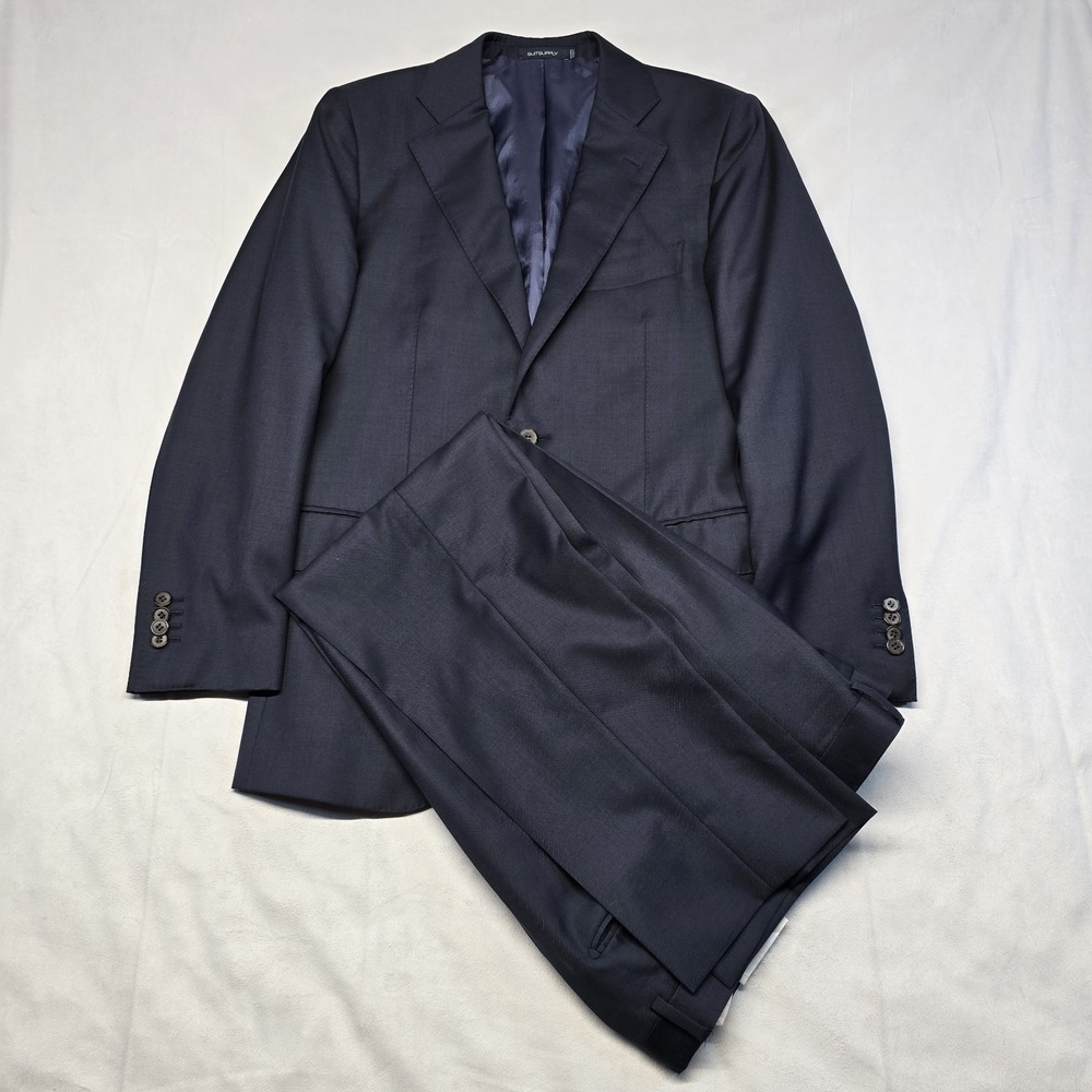 Suitsupply Suit Mens 38R / 30x28 Navy Blue Vitale Barberis Canonico Wool 110s